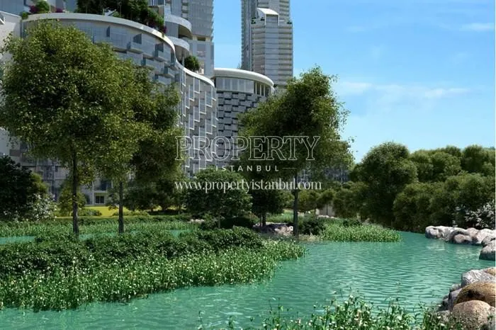 The artificial lake in Agaoglu Maslak 1453