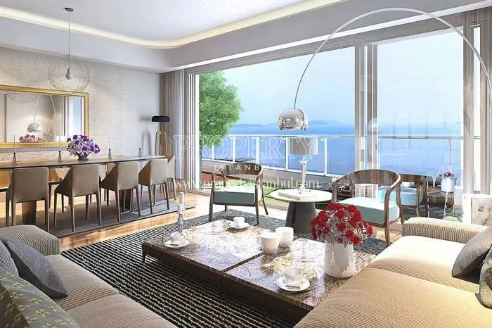 Spacious living room with a sea view in Sea Pearl Atakoy