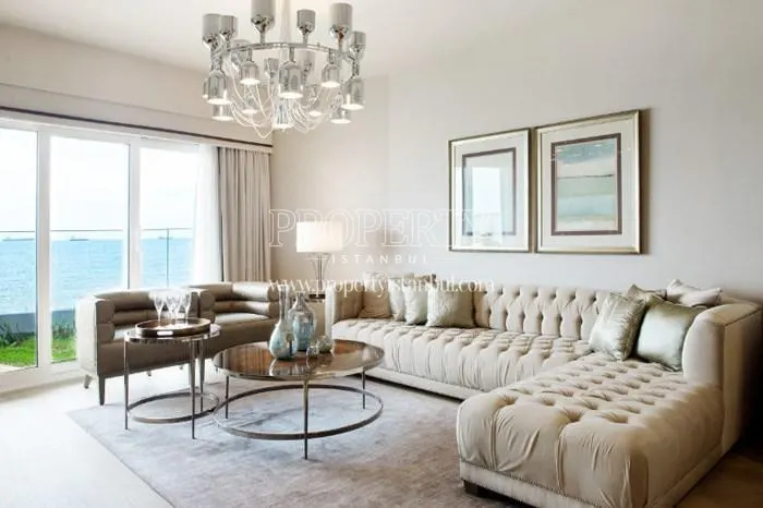 Luxury living room with a long corner sofa in Sea Pearl Atakoy