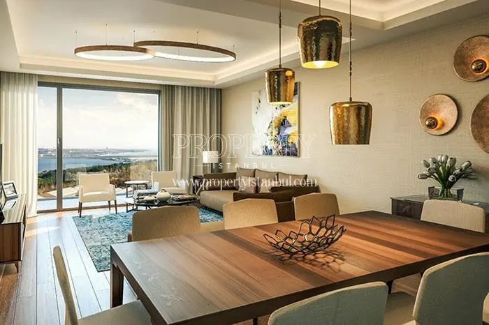 The living room with a sea view in 3S Firuze Konaklari