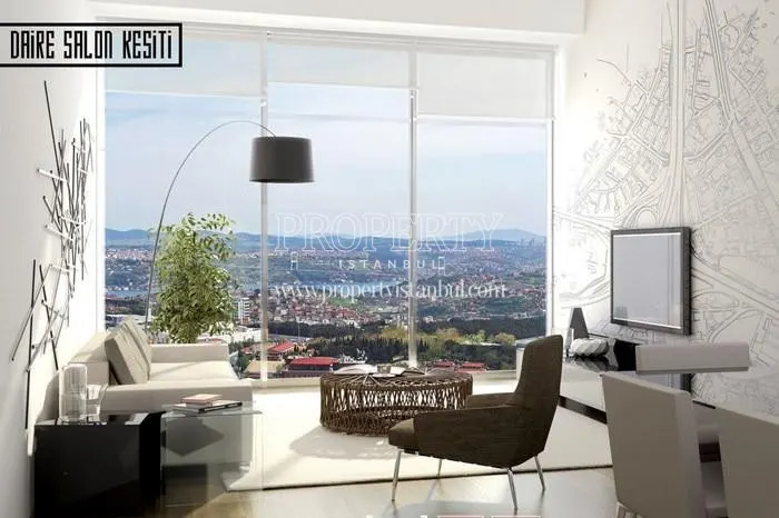 Small living room with a Bosphorus view in 42 Maslak