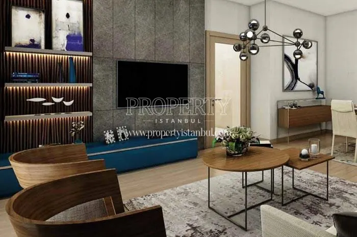 The living room of the sample apartment in 5. Levent
