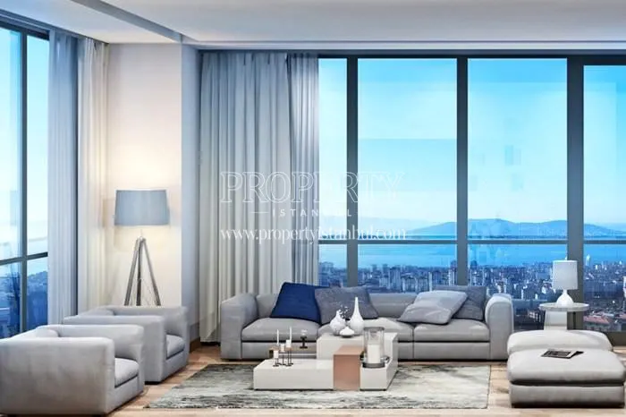 The living room with a sea view in AND Pastel