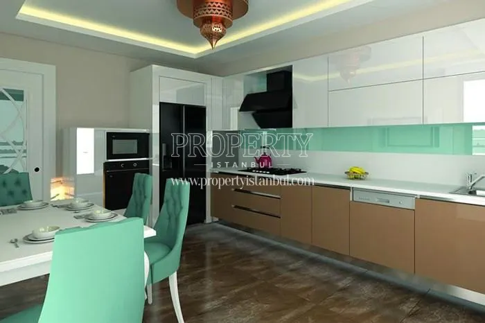 A kitchen in Abel Cengelkoy Evleri
