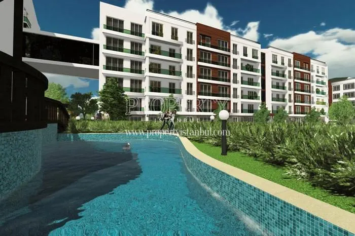 Artificial waterfall in the Ahenk Istanbul compound
