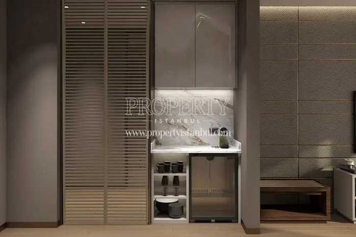 Small kitchen cabinets in one of the studio apartments in Altower compound