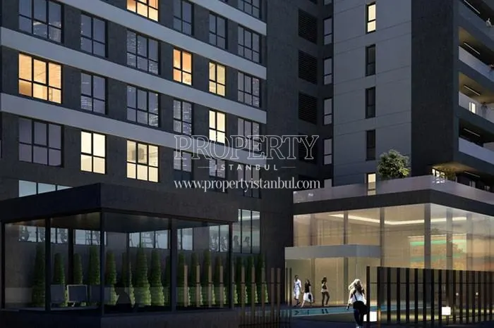 The entrance of the Antasya Residence building