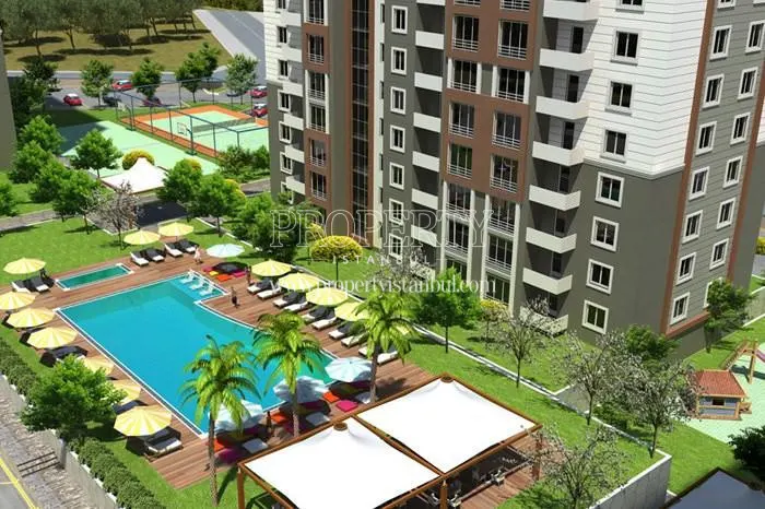 The view of the swimming pool in Apricot Garden Evleri