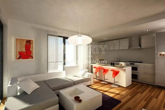 Small open kitchen with a corner sofa in Asistanbull