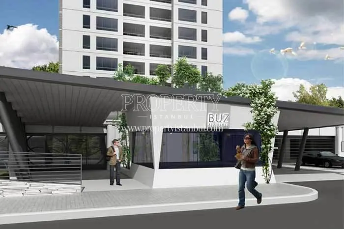 The compound entrance for Atasehir Buz Residence residents