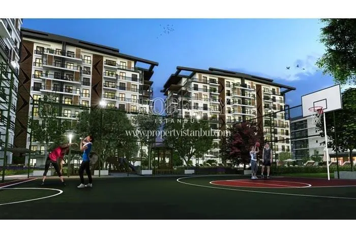 Basketball court in the Atlantik Life compound garden