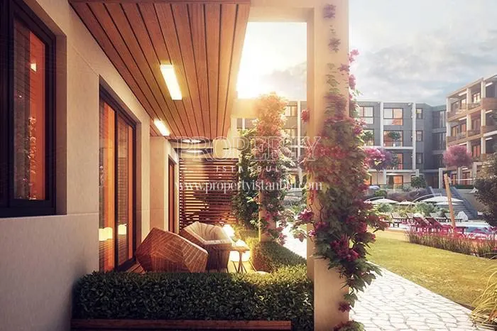 The garden for the ground floor units in Avlu Kurtkoy