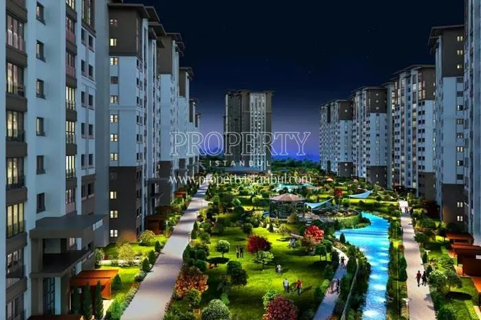 Avrupark Bahcekent compound at night