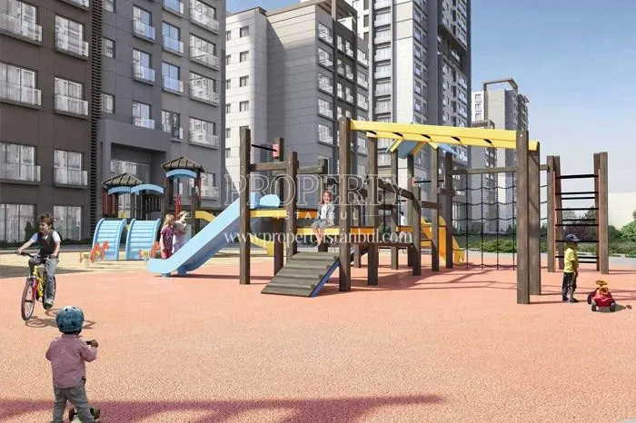 The kids playing in the playground for children in Avrupark Hayat