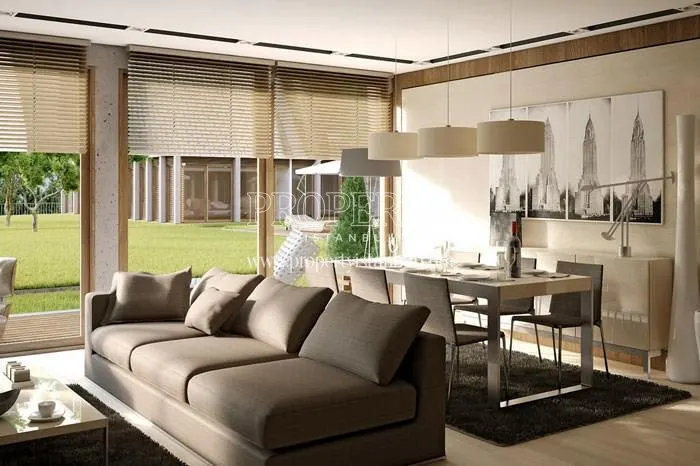 The living room of a ground floor apartment in Aya Gokturk