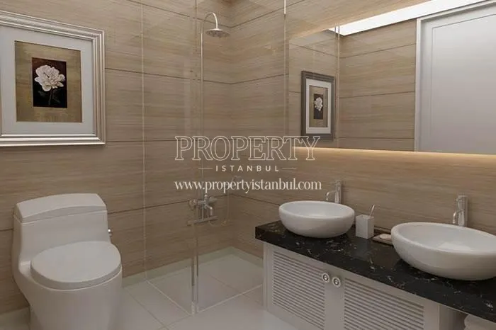 The bathroom with two sinks in Aydos House