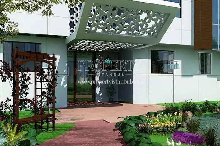 The entrance of the building in Aysegul Park Evleri compound