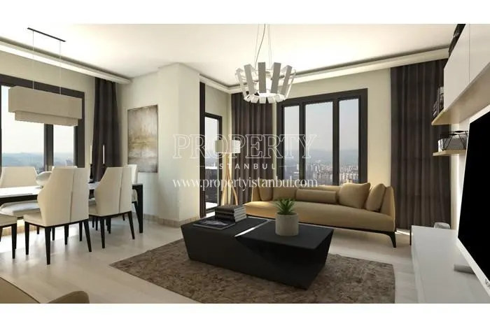 The living room with the city view in Aze Tower