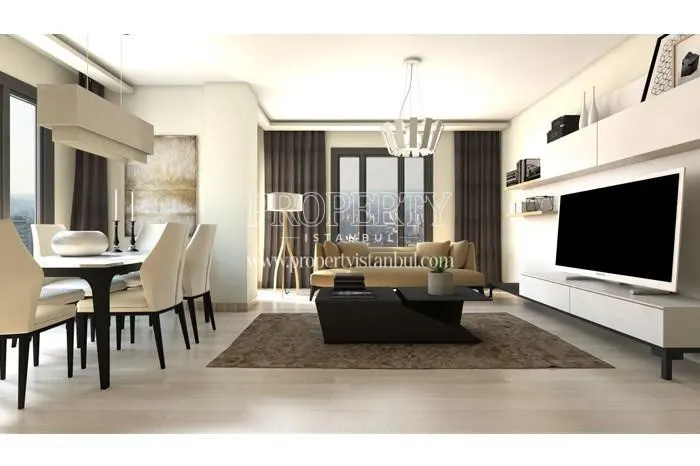The spacious living room in Aze Tower