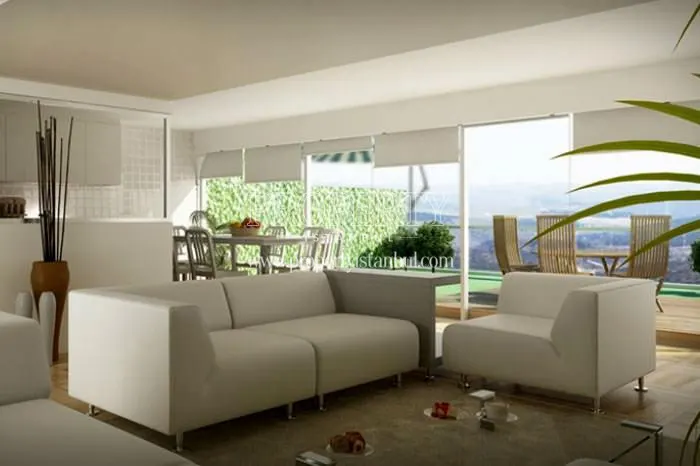 The spacious living room of one of Bahce City's homes
