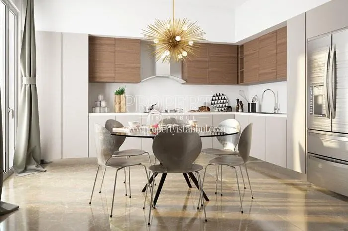 The dining table in the luxury kitchen in Bahcesehir Park