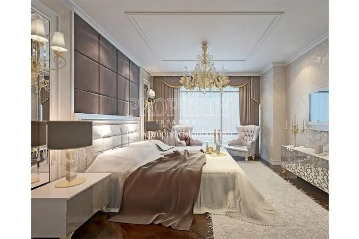 Luxuriously decorated master bedroom in BanuEvleri Ispartakule 2