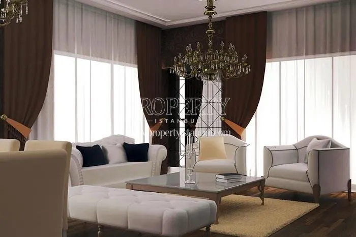 White lounge suite in the living room in Basak Palace