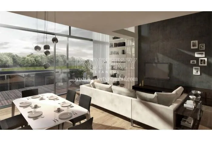 The living room with a balcony in Belgrad Life Villa