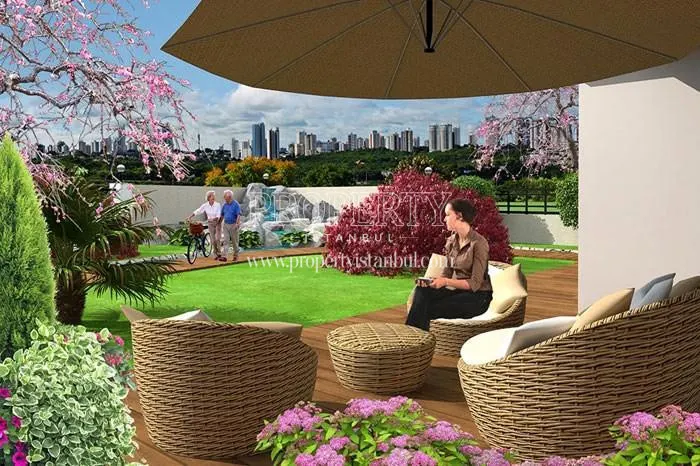 Belinay Evleri residents enjoying the compound garden