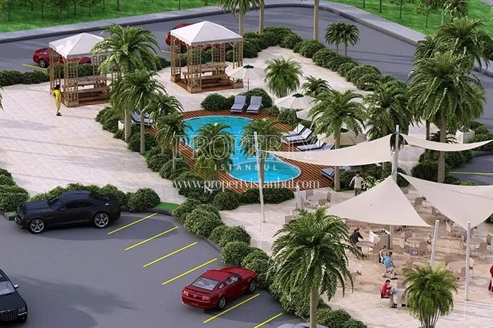 Beyaz Residence Gunesli outdoor swimming pool near the parking lot