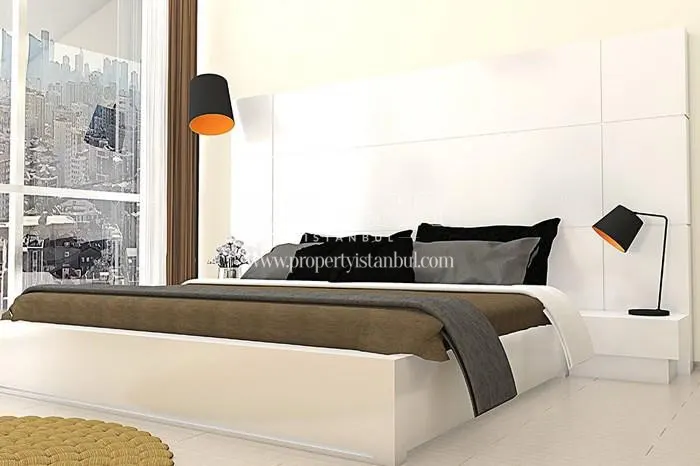 The large master bedroom in Bilim Tower
