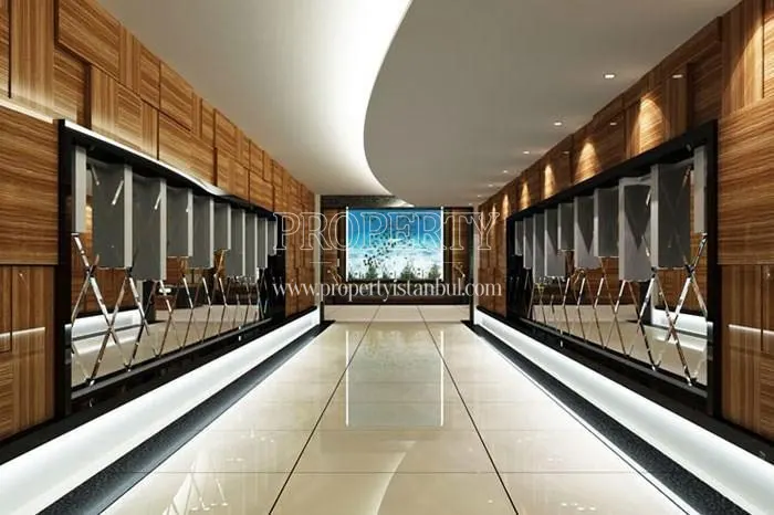 The interior corridors of Blue Residence