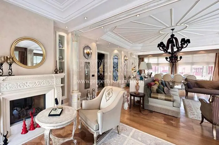 Luxury living room with a fireplace in Bosphorus City