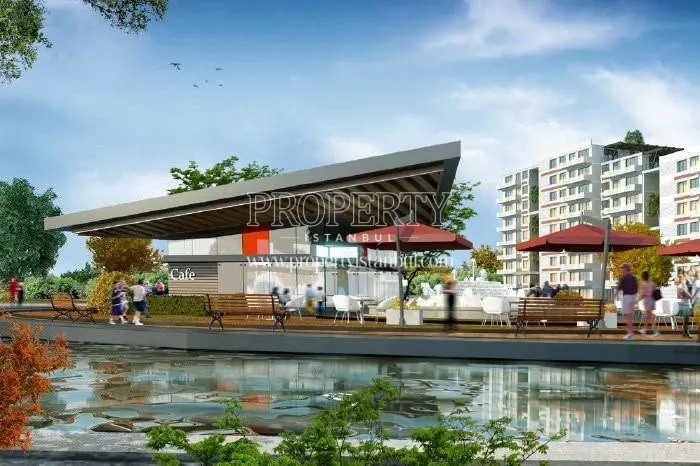 Relaxation areas near the artificial lake in Bulvar Istanbul
