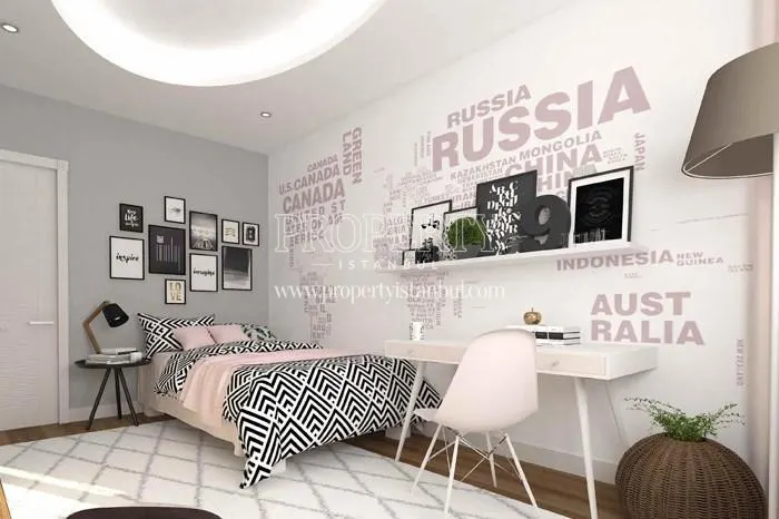 The bedroom decorated for a teenager in Burc Sitesi