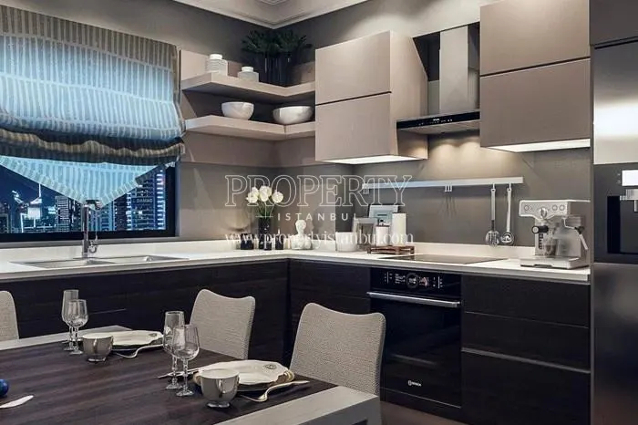 Black and white luxury kitchen in Buyuk Konak Residence