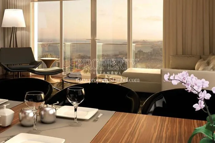 The living room with a Bosphorus view in Buyukhanli Barbaros
