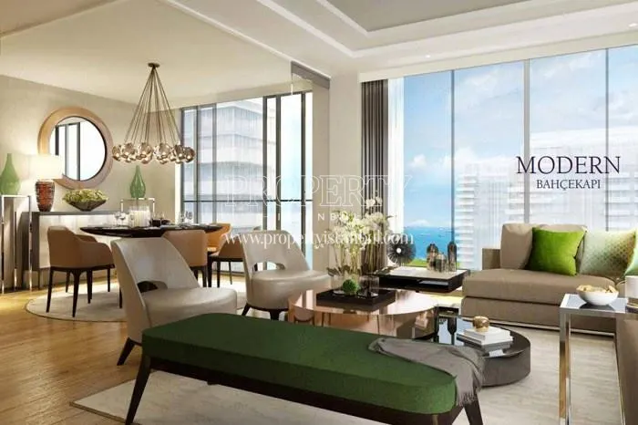 The living room with a sea view in Buyukyali Istanbul
