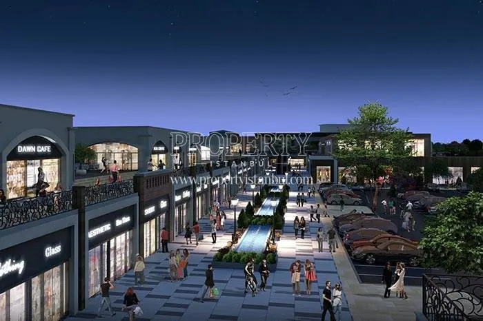 Cadde Flora shopping center at night