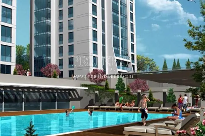 The outdoor swimming pool in the Casa Towers compound