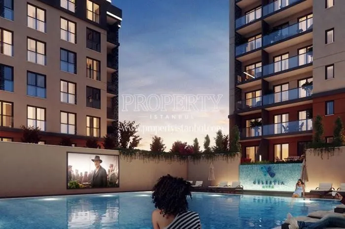 Outdoor swimming pool in the Celestia Life complex