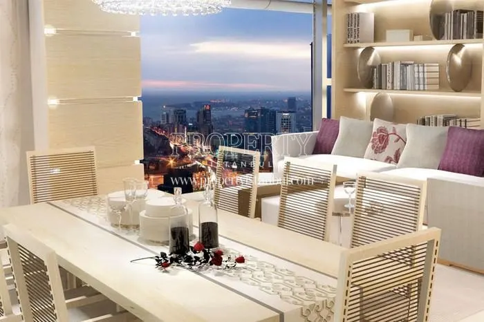 The living room with an amazing sea view in Ciftci Towers