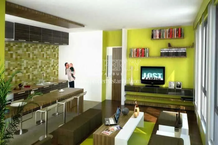 The woman with her baby in one of the apartments in City Life Kurtkoy