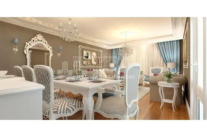 Elegant white designed living room in DNZ Kurtkoy