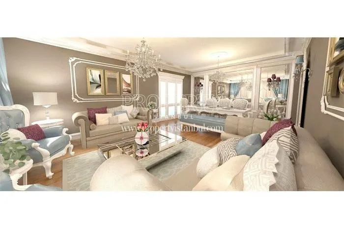 Elegant white designed living room in DNZ Kurtkoy