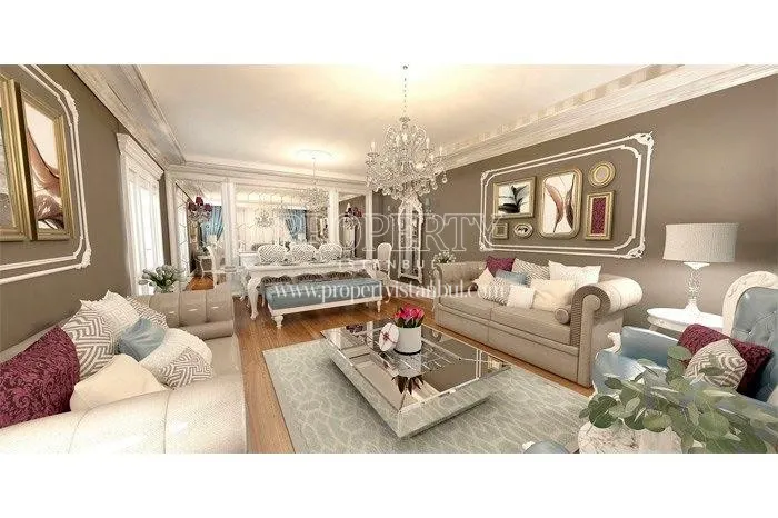 Elegant white designed living room in DNZ Kurtkoy
