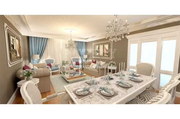 Elegant white designed living room in DNZ Kurtkoy