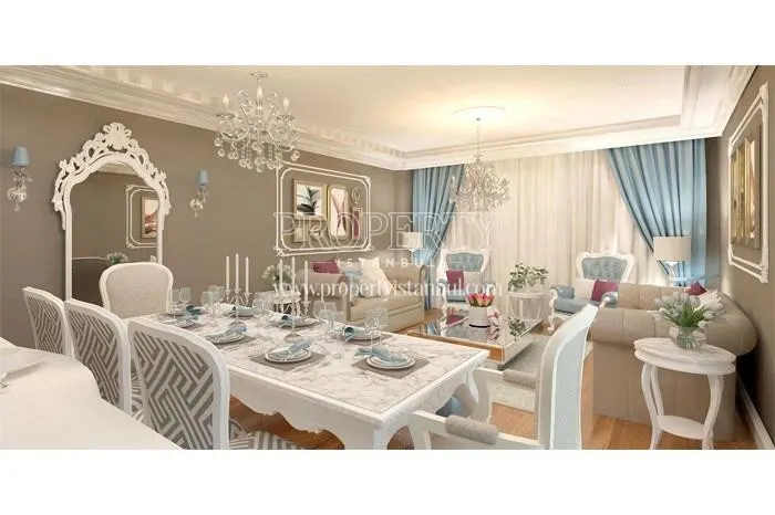 Elegant white designed living room in DNZ Kurtkoy