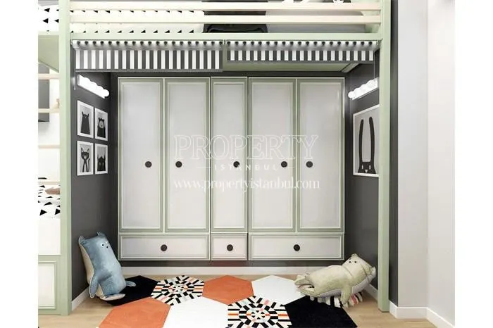 Black and white kid's bedroom in DNZ Kurtkoy