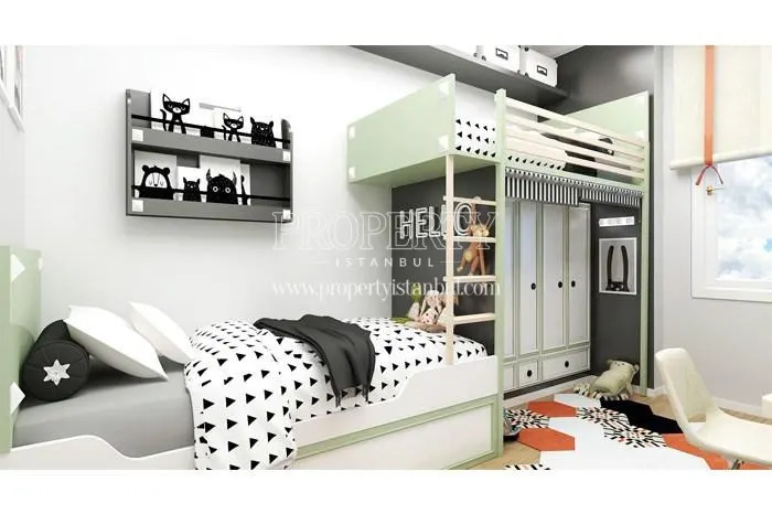 Black and white kid's bedroom in DNZ Kurtkoy